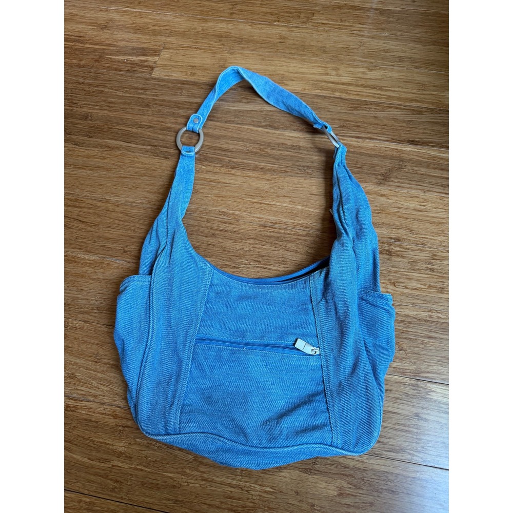 Boho Indie Slouchy Denim Hobo Bag Y2K 90s Women Blue Slouchy Shoulder Bag